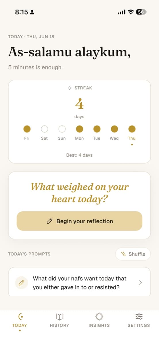 Muhasaba: iOS app for structured daily self-reflection