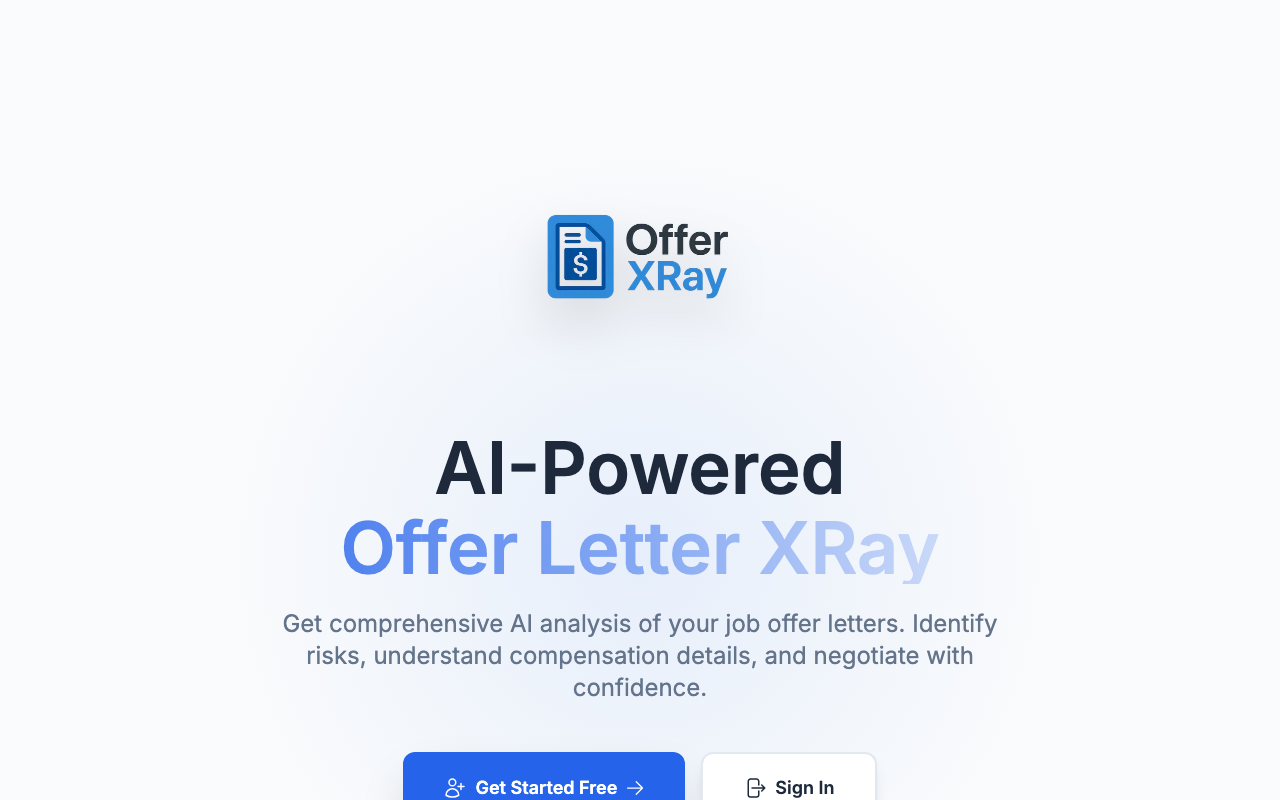 Offer X-Ray — Landing page for an AI offer-letter analyzer